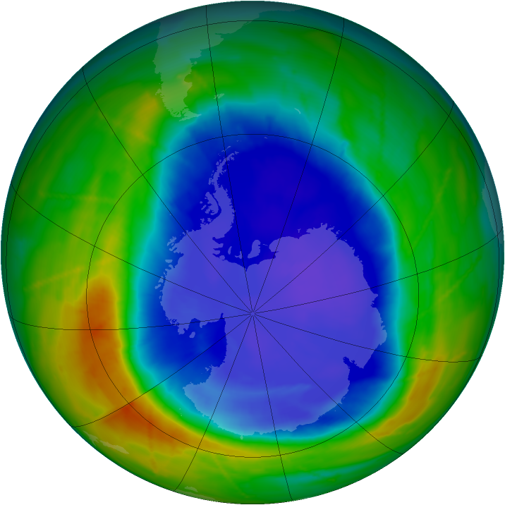 Antarctic ozone map for 19 September 2010